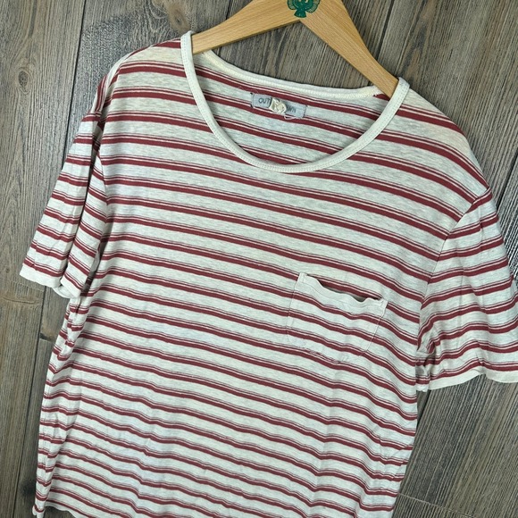Outerknown Striped Pocket T-Shirt Crew Neck Casual Top Hemp Blend Men Large - Picture 1 of 8